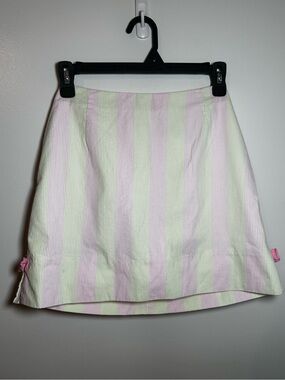 Lilly Pulitzer Pastel Pink & Green Striped Mini Skort Skirt